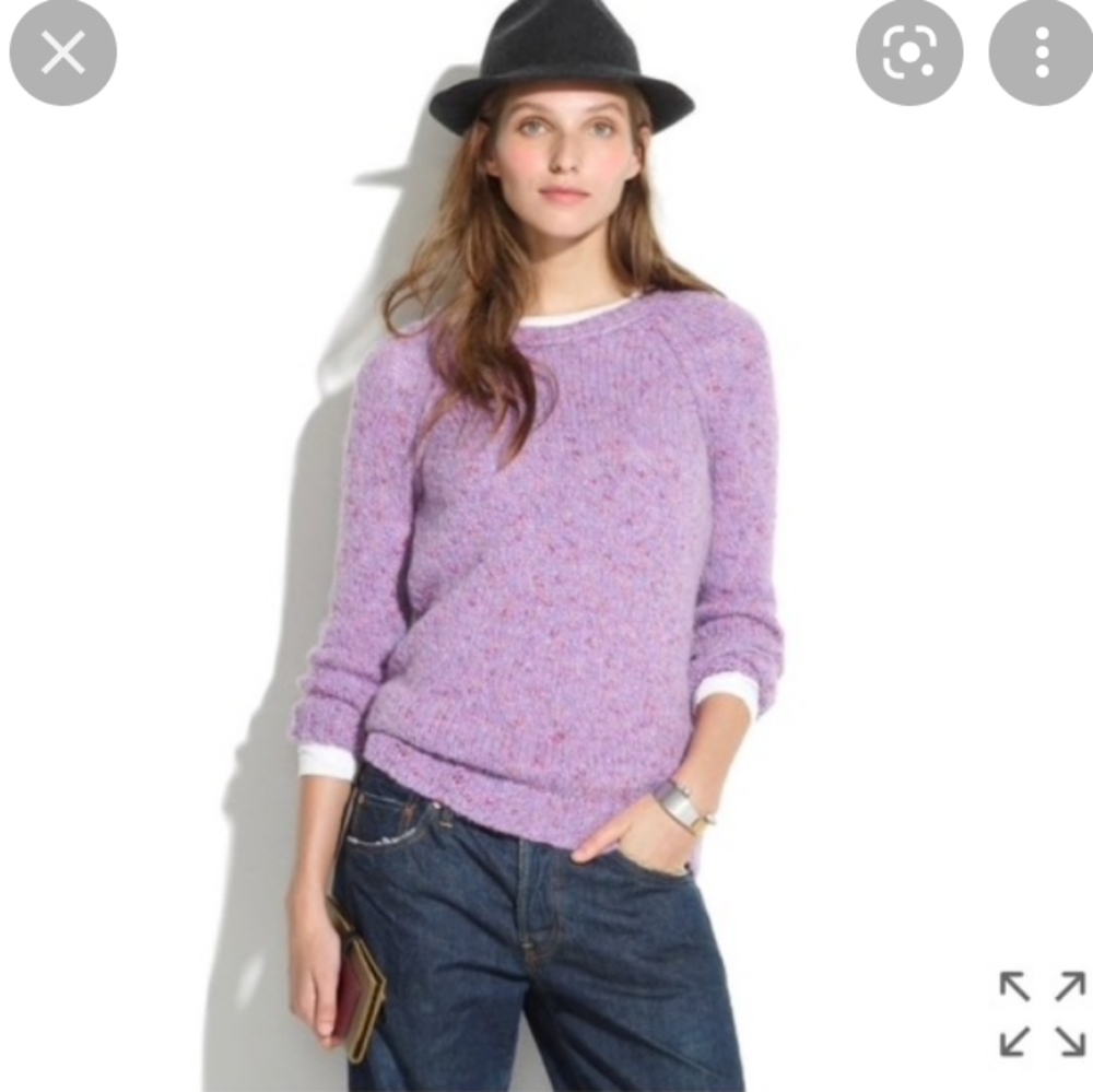 MADEWELL Purple Confetti Wool Blend Scoopneck Sweater Size Large